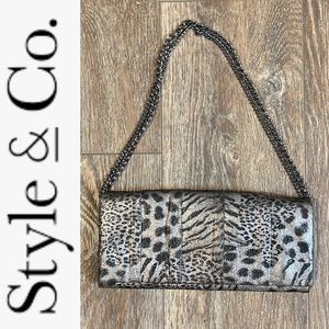 STYLE & CO. PLEATED SHOULDER BAG CHAIN STRAP CLUTCH